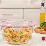 ظرف شیشه ای گرد  دربدار 2 لیتری الوان