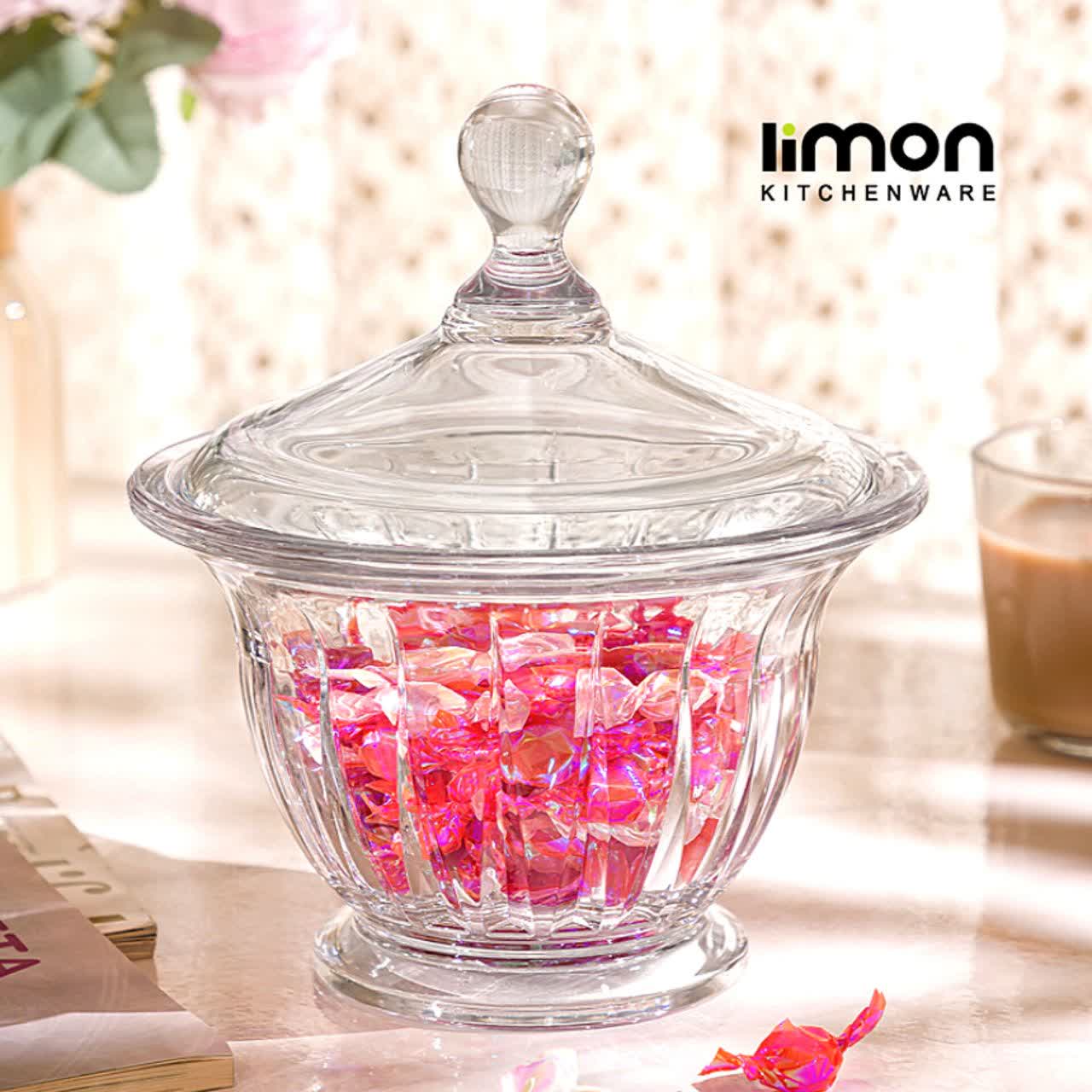 5565 شکلات خوری گرد شیشه ای شیار دار - تصویر 1