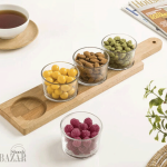 اردو خوری کاسه گرد 4 عددی پایه چوبی