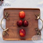 سینی چوبی مستطیل بزرگ دسته فلز 121