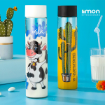 بطری آب استوانه ای بزرگ لیمون