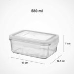 ظرف شیشه ای مستطیل دربدار 580 میلی