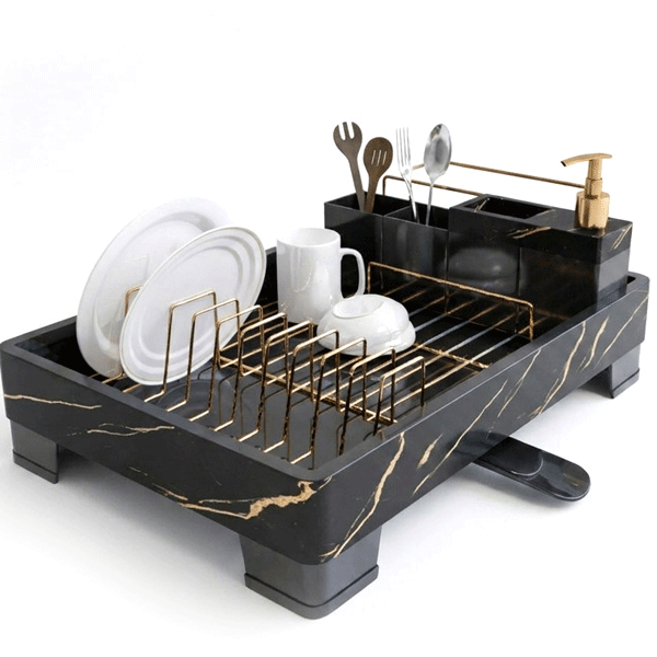 جا ظرفی طرح سنگ مشکی طلایی
