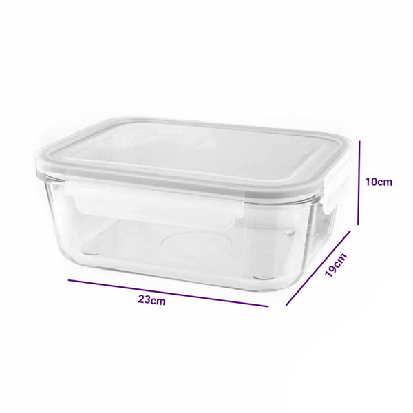 ظرف شیشه ای مستطیل 1.7 لیتر لیمون